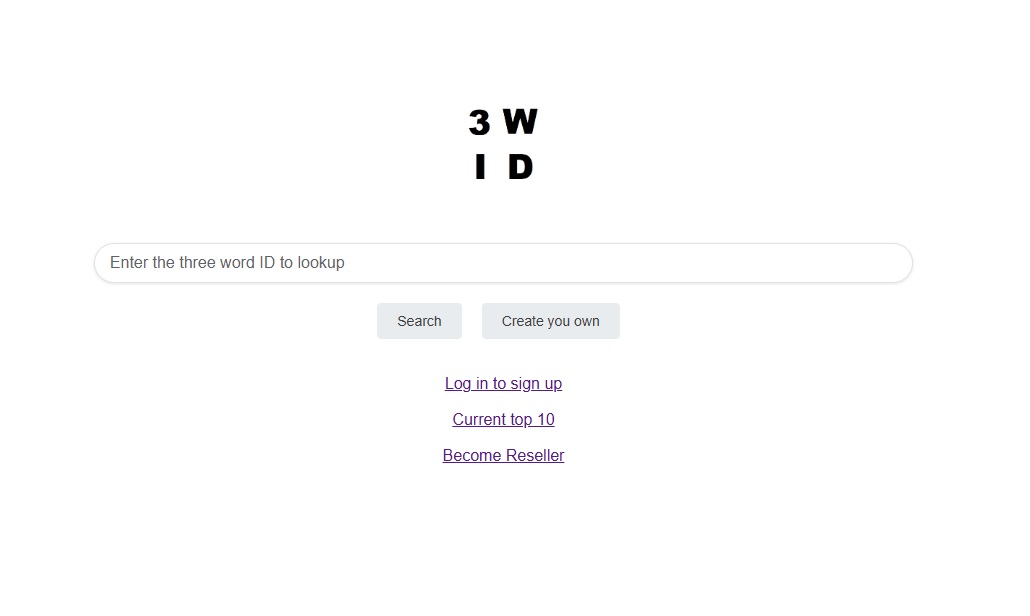 3WordID Homepage